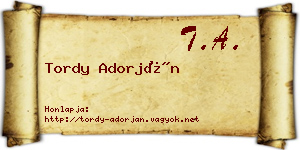 Tordy Adorján névjegykártya